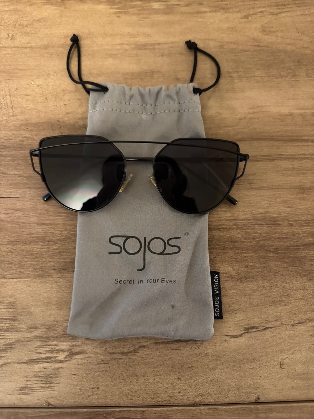 Sojos Women's Black Cat-Eye Sunglasses with Dark Lenses